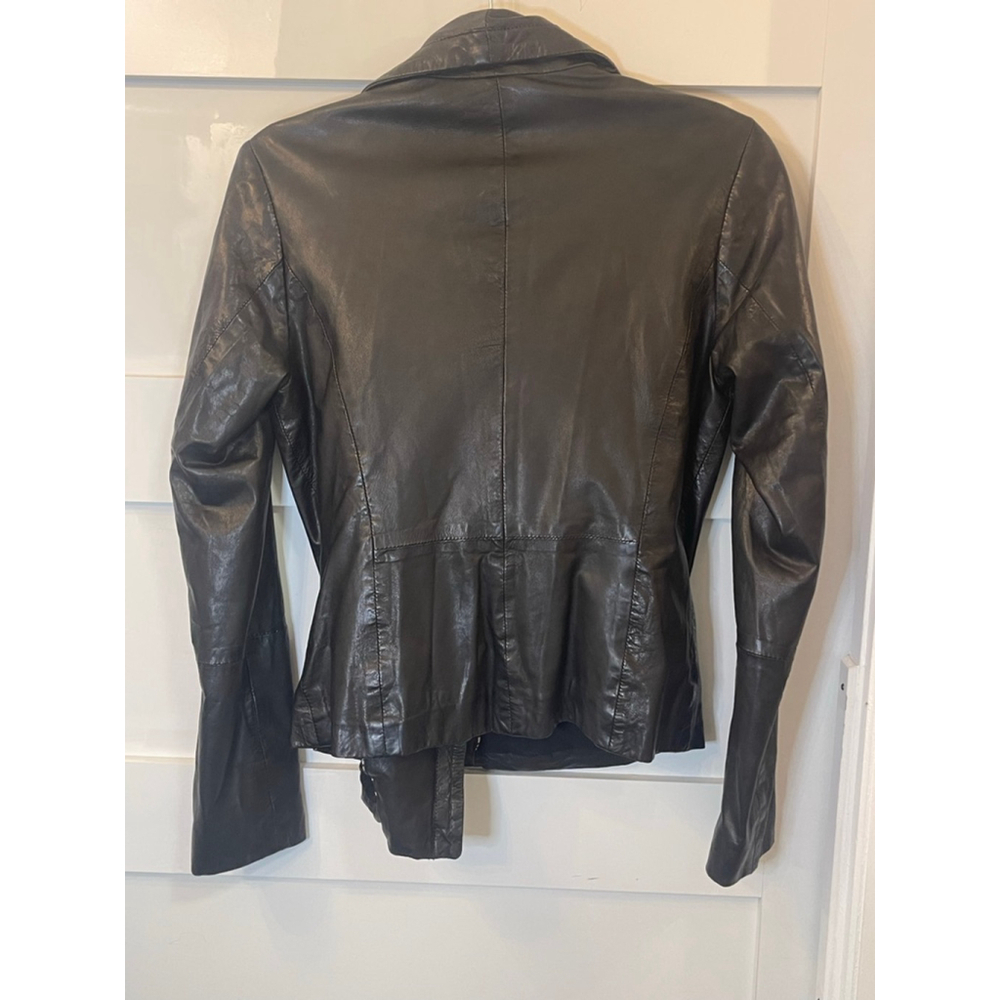 BOD & CHRISTENSEN Genuine Leather Jacket Women’s S Black Waterfall Moto Style - Picture 4 of 11